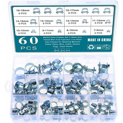 60 pcs Galvanized Silicone Fuel Hose Clamps.
