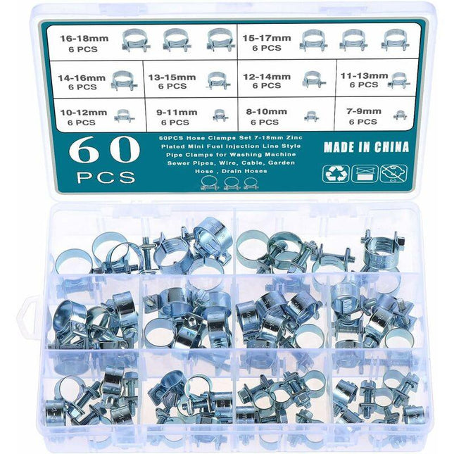 60 pcs Galvanized Silicone Fuel Hose Clamps.