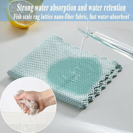 Microfiber Cleaning Cloths 10 Fish Scale Cleaning Cloth 25X25Cm, Eco-Friendly Reusable Towel For Kitchen Glass Car.