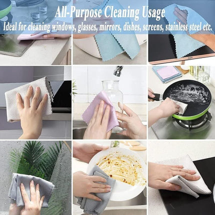 Microfiber Cleaning Cloths 10 Fish Scale Cleaning Cloth 25X25Cm, Eco-Friendly Reusable Towel For Kitchen Glass Car.