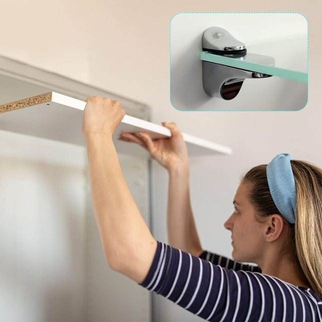 2-Piece Adjustable Glass Shelf Bracket, Support For 5-21Mm Thickness Wood/Glass Shelves.