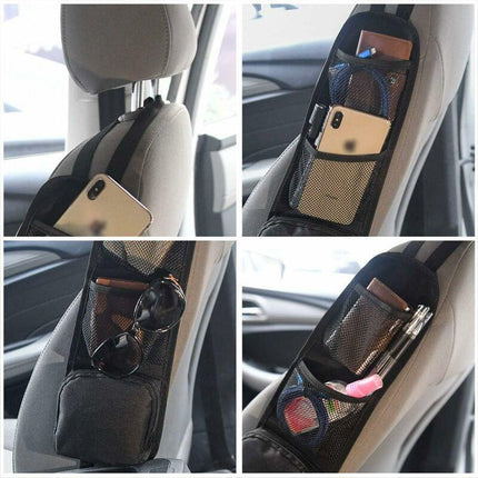 Seat Side Organizer, Storage Bag, Phone Holder, Mesh Pocket For All Front Passenger Car Seats For Cars, Trucks.