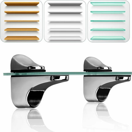 2-Piece Adjustable Glass Shelf Bracket, Support For 5-22Mm Thickness Wood/Glass Shelves.