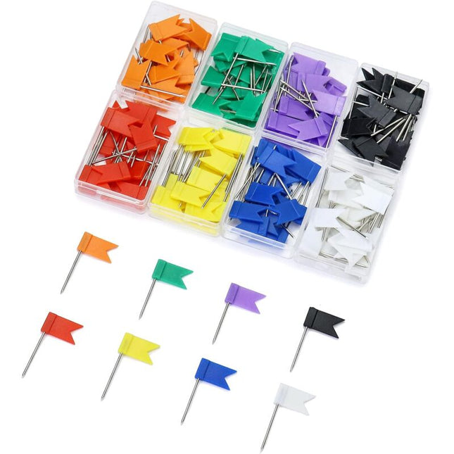 160 Pack Flag Pins, 35Mm Multicolor Push Pins For Cork Board, World Map (8 Assorted Colors).