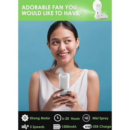 Portable Misting Fan, 3 In 1 Handheld Fan, 3 Adjustable Speeds, Foldable Personal Fan For Girls Women Traveling (White).