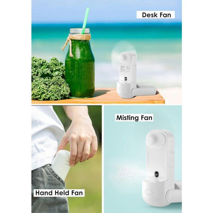 Portable Misting Fan, 3 In 1 Handheld Fan, 3 Adjustable Speeds, Foldable Personal Fan For Girls Women Traveling (White).