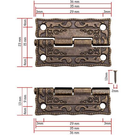 6 pcs Mini Metal Hinges Vintage Style 36 X 23Mm.
