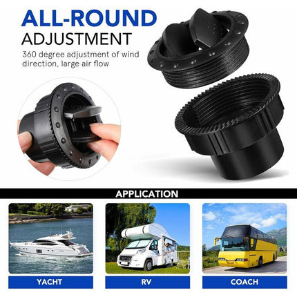 60Mm Car Interior Heater Vent Cover DAshboard Air Vent Deflector Side ROof Air Black Vent Outlet ROund Louvered DAsh.