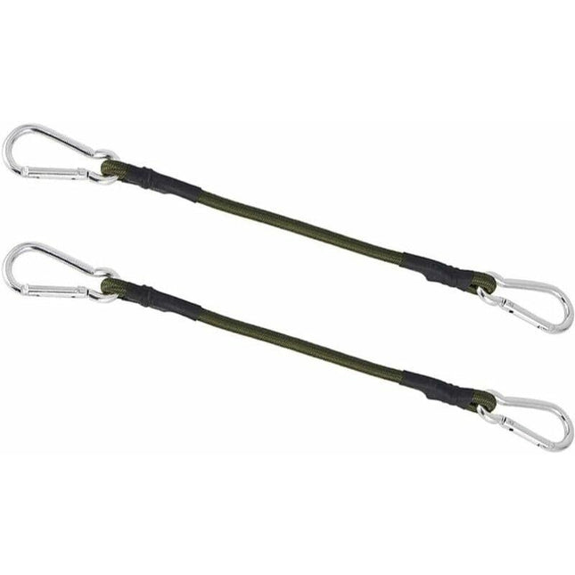 2 Pack 30Cm Heavy Duty Mini Bungee Cords With Carabiner For Camping, Luggage, Travel.