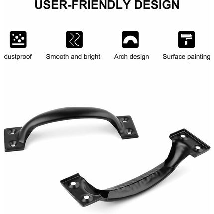 Black Furniture Handle, 10 Pieces Kitchen Cabinet Handles, Arc Drawer Handles, Effortless Push And Pull, With 40.