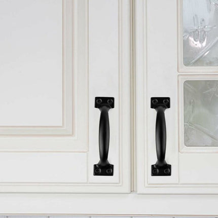 Black Furniture Handle, 10 Pieces Kitchen Cabinet Handles, Arc Drawer Handles, Effortless Push And Pull, With 40.