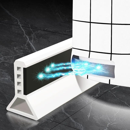 Foldable Shower Barrier And Water DAm Retention System Keeps Water Inside Threshold (1M, Magnetic Style-White).