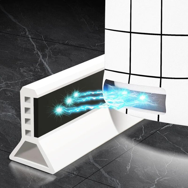 Foldable Shower Barrier And Water DAm Retention System Keeps Water Inside Threshold (1M, Magnetic Style-White).