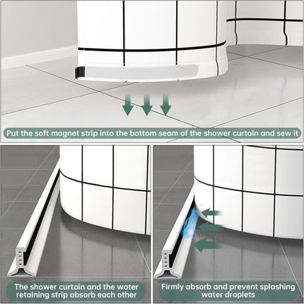 Foldable Shower Barrier And Water DAm Retention System Keeps Water Inside Threshold (1M, Magnetic Style-White).