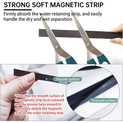 Foldable Shower Barrier And Water DAm Retention System Keeps Water Inside Threshold (1M, Magnetic Style-White).