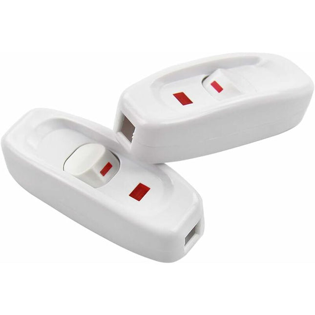 2 pcs Ac 250V 10A Inline On/Off ROcker Switch Desk Lamp Cable Switch With LED Indicator White.