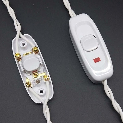 2 pcs Ac 250V 10A Inline On/Off ROcker Switch Desk Lamp Cable Switch With LED Indicator White.