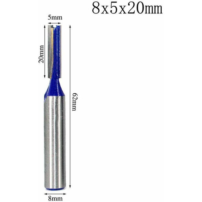 8 pcs 8Mm Shank Double Flute Straight ROuter Bit Set For Woodworking Tools 5Mm, 6Mm, 8Mm, 10Mm, 12Mm, 14Mm, 18Mm, 20Mm.