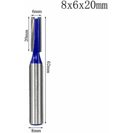 8 pcs 8Mm Shank Double Flute Straight ROuter Bit Set For Woodworking Tools 5Mm, 6Mm, 8Mm, 10Mm, 12Mm, 14Mm, 18Mm, 20Mm.