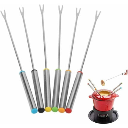 6 pcs Fondue Forks, Stainless Steel Fondue Forks, Chocolate Fondue Forks For Fruit Barbecue Pot Fork Fondue Skewers.