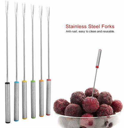 6 pcs Fondue Forks, Stainless Steel Fondue Forks, Chocolate Fondue Forks For Fruit Barbecue Pot Fork Fondue Skewers.