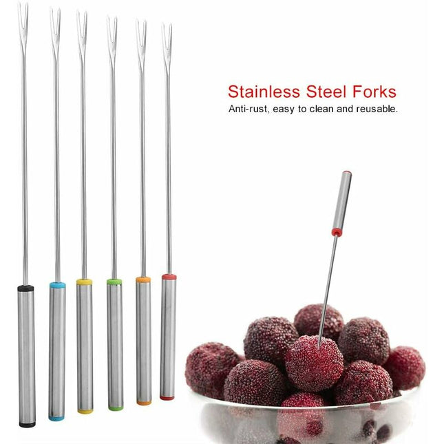 6 pcs Fondue Forks, Stainless Steel Fondue Forks, Chocolate Fondue Forks For Fruit Barbecue Pot Fork Fondue Skewers.