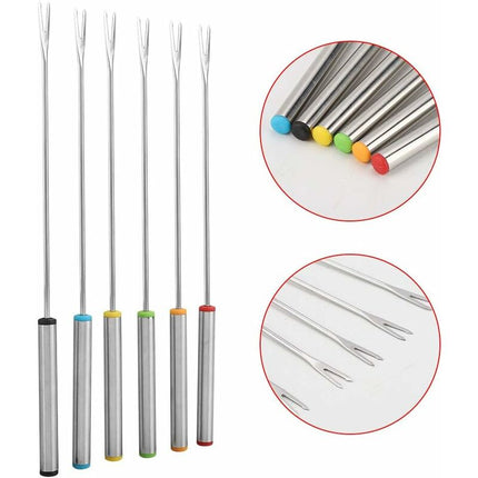 6 pcs Fondue Forks, Stainless Steel Fondue Forks, Chocolate Fondue Forks For Fruit Barbecue Pot Fork Fondue Skewers.