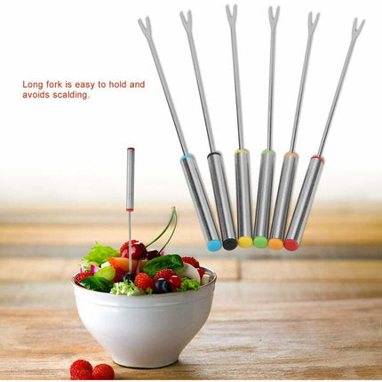 6 pcs Fondue Forks, Stainless Steel Fondue Forks, Chocolate Fondue Forks For Fruit Barbecue Pot Fork Fondue Skewers.