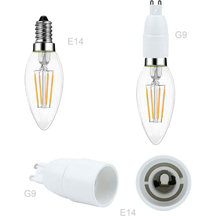 4X Lamp Socket Adapter G9 To E14 In White - 4 pcs Set Reformatting Converters For Lamp Sockets For Incandescent, LED,.
