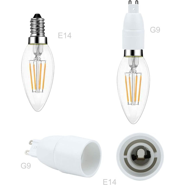 4X Lamp Socket Adapter G9 To E14 In White - 4 pcs Set Reformatting Converters For Lamp Sockets For Incandescent, LED,.