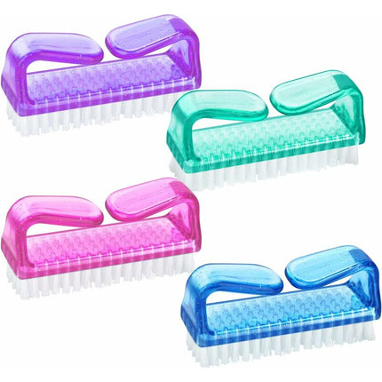 Handle Nail Brushes - 4 pcs Plastic Nail Cleaning Brushes - Scrub Brushes For Cleaning Nails.