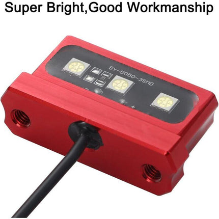 1Pc Cnc Motorcycle License Plate Light, Universal 12V Motorcycle LED Rear Brake Tail Light Lamp, White Light, Aluminum.