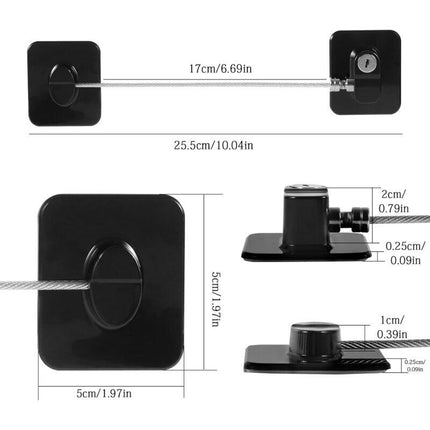 3 Pack Child Safety Window Lock, Adhesive Refrigerator Door Lock Opening Limit Cable Child Safety Window Block With 3.