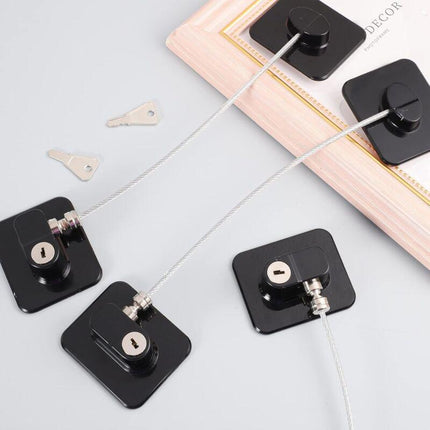 3 Pack Child Safety Window Lock, Adhesive Refrigerator Door Lock Opening Limit Cable Child Safety Window Block With 3.