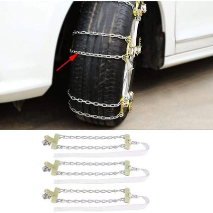 Tire Anti-Skid Chain, 3 pcs Steel Anti-Skid Chain For Car Snow Mud Chain(235-265Mm).