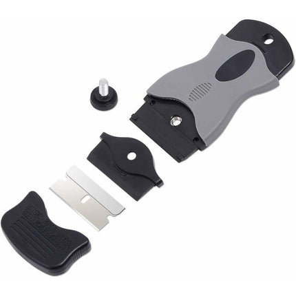2 pcs Ceramic Hob Scraper With 10 Plastic Scrapers + 10 Metal Blades, Ceramic Hob Scraper For Removing Labels, Black.