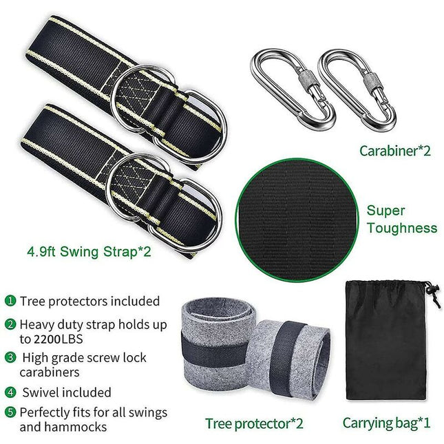 Hammock Strap Swing Attachment Hanging Chair ROpe Outdoor Swing Accessory Safety Carabiners Swing Tree Swing Strap For.