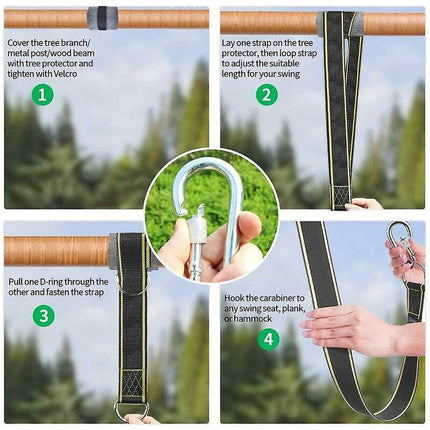 Hammock Strap Swing Attachment Hanging Chair ROpe Outdoor Swing Accessory Safety Carabiners Swing Tree Swing Strap For.