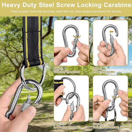 Hammock Strap Swing Attachment Hanging Chair ROpe Outdoor Swing Accessory Safety Carabiners Swing Tree Swing Strap For.