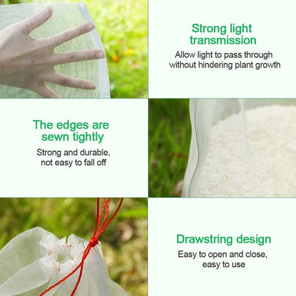 50 pcs Fruit Protection Bag Insect Mesh Bag Plant Protection Bag With Drawstring Anti-Insect Net Bags Insect Bag 2030Cm.