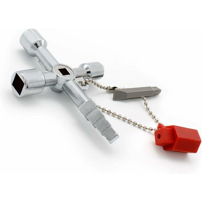 Universal Cross Wrench, Practical 4-Way Multifunctional Wrench, Silver Control Cabinet Key, Used For Water And.