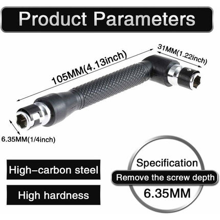 Mini Screwdriver And Bits, 1/4" Drive, L-Shaped Double Head Hexagonal Handle Extension Socket Wrench Flathead Torx.