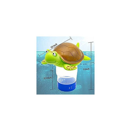 Premium Floating Pet Chlorine Dispenser For Chemical Tablets Compatible With 3" Tabs Bromine Holder (Turtle).