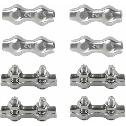M2 Duplex Cable Clips 304 Stainless Steel Duplex Cable Clips For Wire ROpe Clotheslines Sun Sails Hanging Patio Fixed 8.