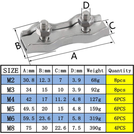 M2 Duplex Cable Clips 304 Stainless Steel Duplex Cable Clips For Wire ROpe Clotheslines Sun Sails Hanging Patio Fixed 8.