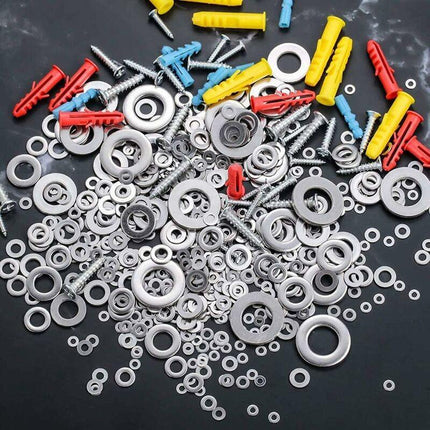 360 pcs Stainless Steel Flat Washers Assortment Kit, M2.5 M3 M4 M5 M6 M8 M10 M12 Metal Washers For Screw Sealing Gasket.