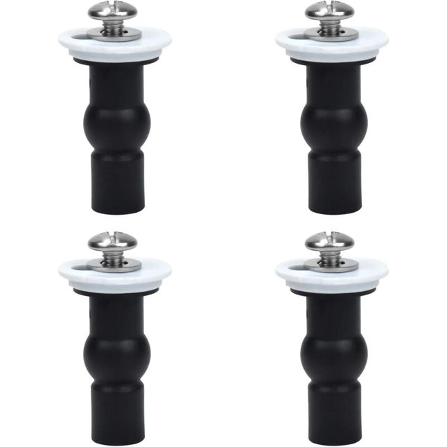 Toilet Seat Fittings, 4 Pack Toilet Seat Hinges Screws Toilet Seat Fixings Expanding Rubber Top Nuts Screws.
