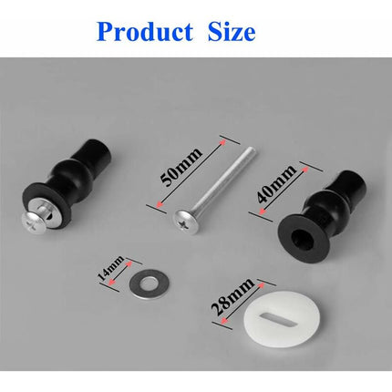 Toilet Seat Fittings, 4 Pack Toilet Seat Hinges Screws Toilet Seat Fixings Expanding Rubber Top Nuts Screws.