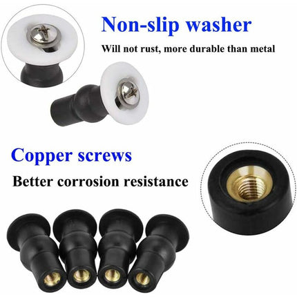 Toilet Seat Fittings, 4 Pack Toilet Seat Hinges Screws Toilet Seat Fixings Expanding Rubber Top Nuts Screws.