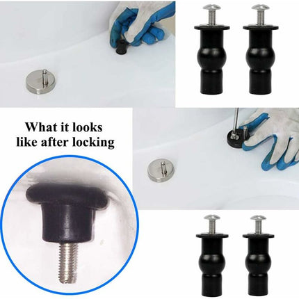 Toilet Seat Fittings, 4 Pack Toilet Seat Hinges Screws Toilet Seat Fixings Expanding Rubber Top Nuts Screws.